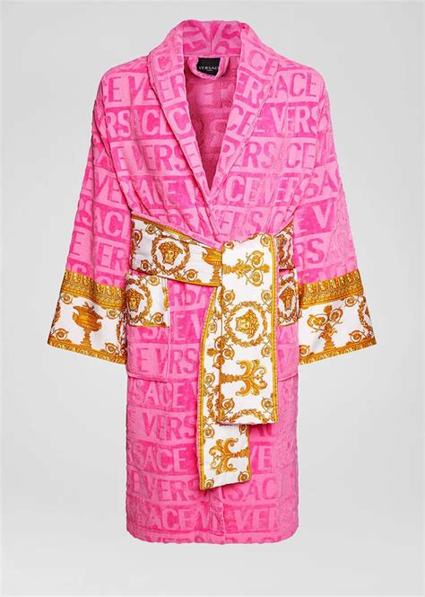 versace pink.robe|pink Versace bathrobe.